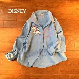Disney Light Blue Kids Shirt with Cat Embroidery
